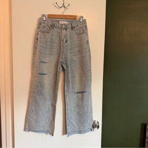 Petal + pup lightweight distressed wide leg cropped jeans 
size 12